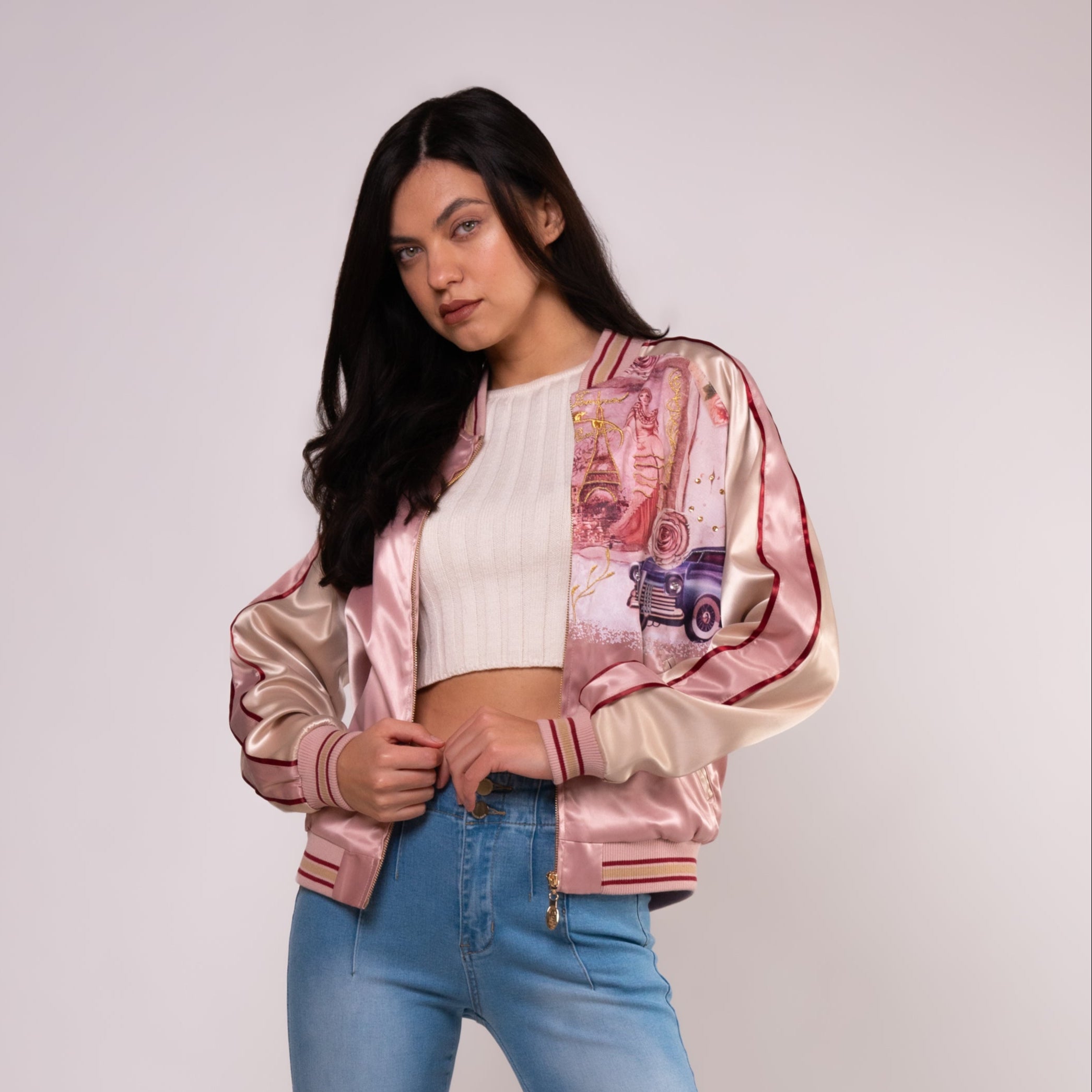La Belle Époque Satin Bomber Jacket