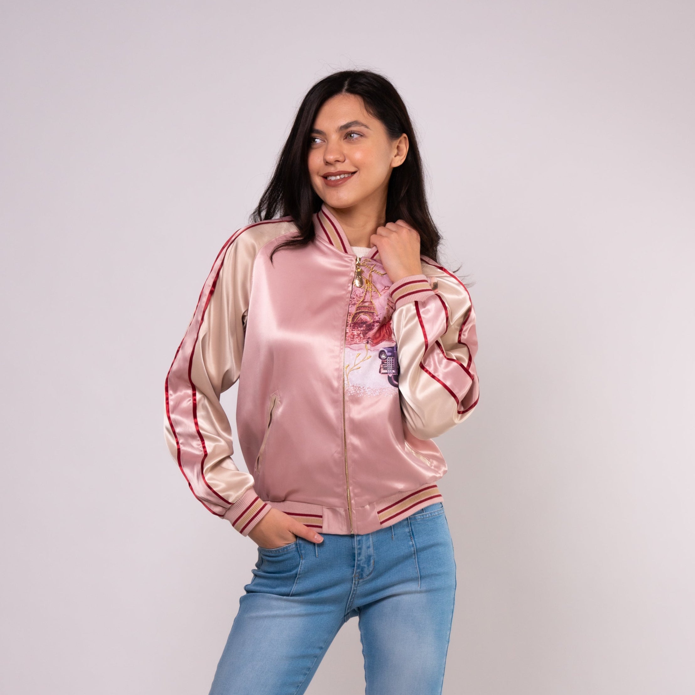 La Belle Époque Satin Bomber Jacket